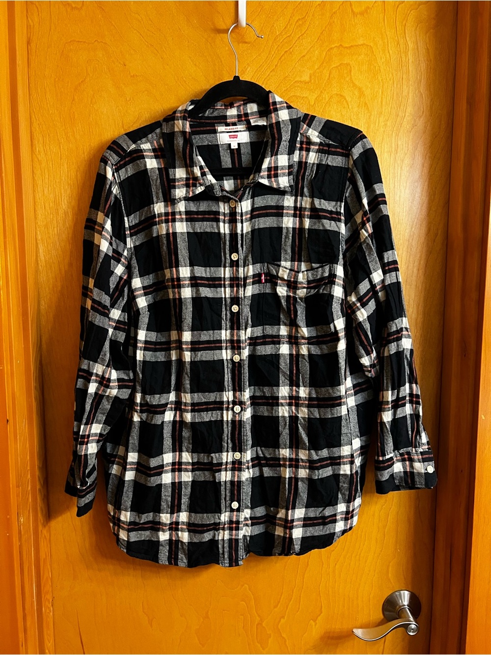 Levi's Black and White Plaid Button-Down Shirt